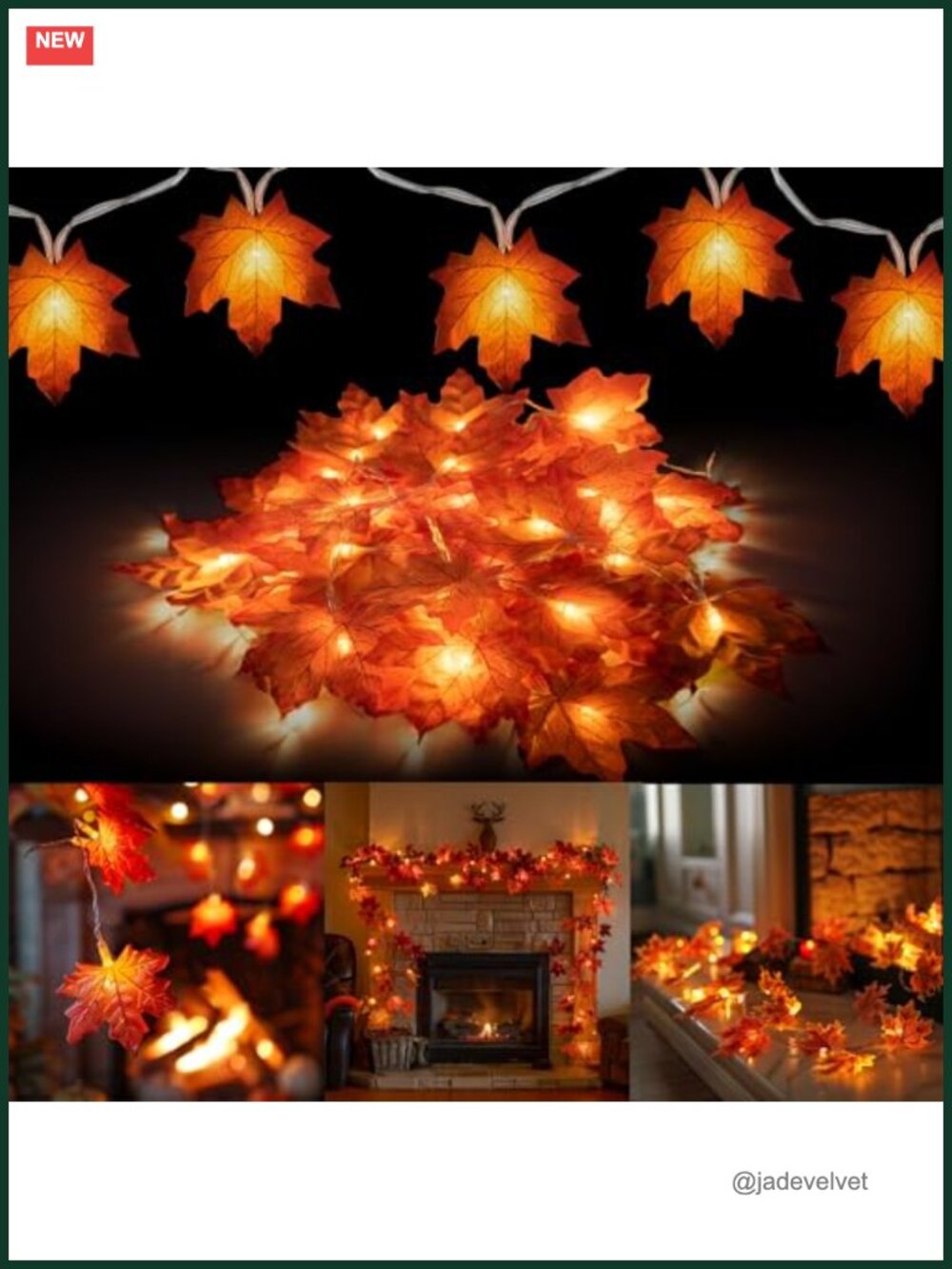 Thanksgiving Maple Leaf String Lights 40 LED Battery Operated Fall Leaf Garland